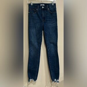 Good American Straight Skinny Leg Frayed Distressed High Waist Size 4/27